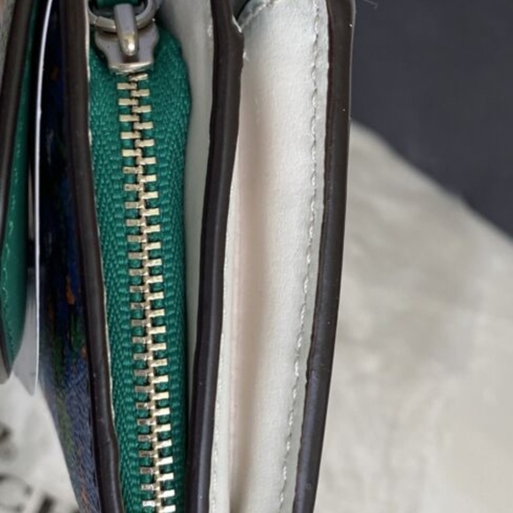 Nwt Coach Blue Rose Meadow Snap Accordion Wallet - Picture 6 of 7